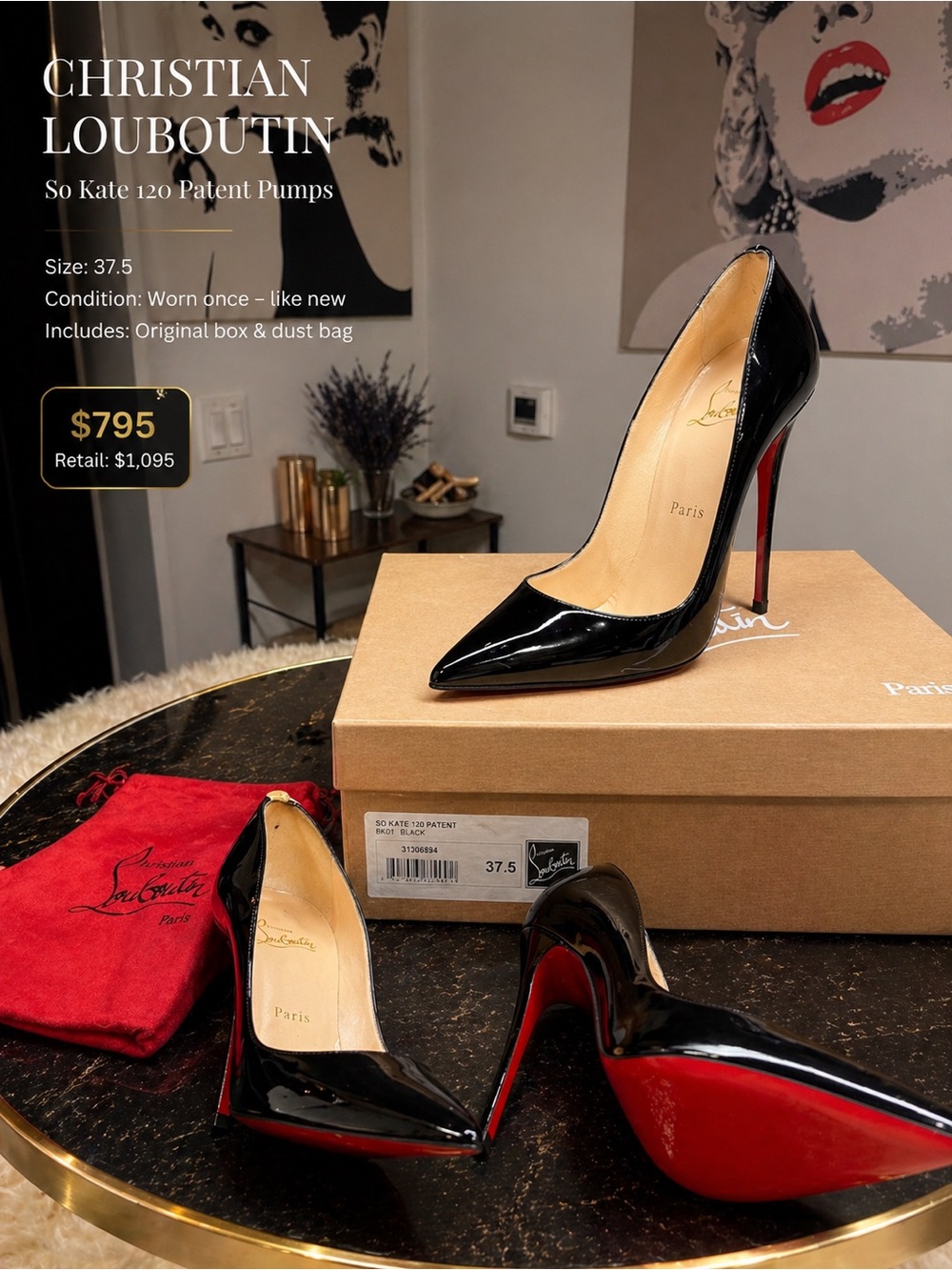 Christian Louboutin Black Patent So Kate 120 Pointed Toe Pumps
